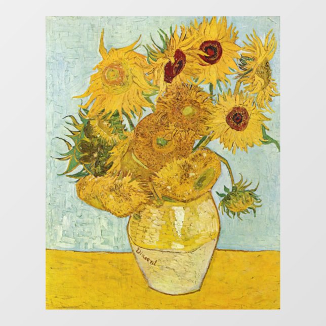 Vincent Van Gogh - Vase mit zwölf Sonnenblumen Fensteraufkleber (Blatt)
