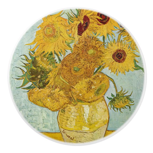 Vincent Van Gogh - Vase mit zwölf Sonnenblumen Keramikknauf (Vorderseite)