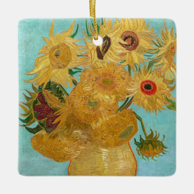 Vincent Van Gogh - Vase mit zwölf Sonnenblumen Keramikornament (Vorderseite)