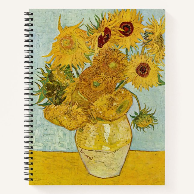 Vincent Van Gogh - Vase mit zwölf Sonnenblumen Notizbuch (Vorderseite)
