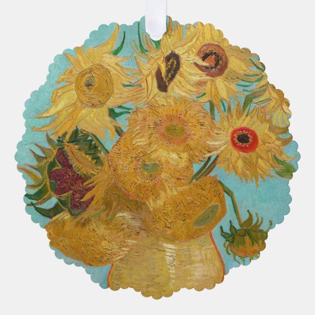 Vincent Van Gogh - Vase mit zwölf Sonnenblumen Ornament Karte (Vorderseite)
