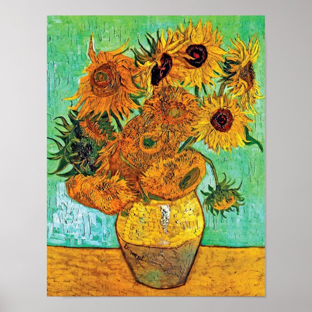 Vincent Van Gogh - Vase mit zwölf Sonnenblumen Poster (Vorne)