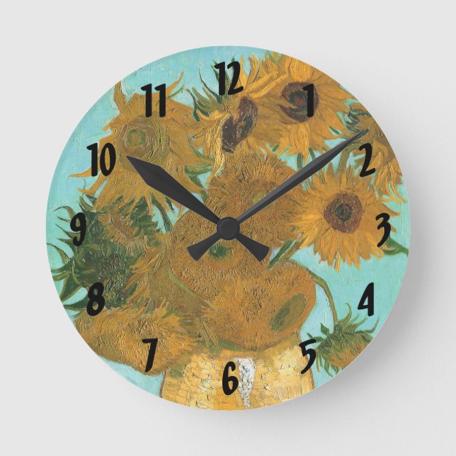 Vincent van Gogh - Vase mit zwölf Sonnenblumen Runde Wanduhr (Vorderseite)