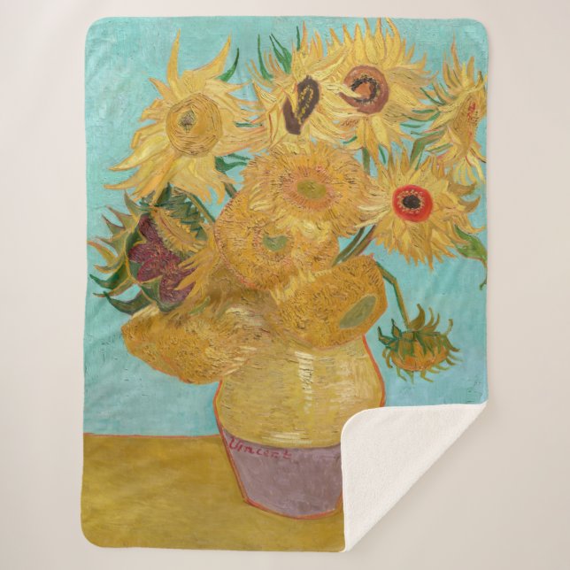 Vincent Van Gogh - Vase mit zwölf Sonnenblumen Sherpadecke (Vorderseite)