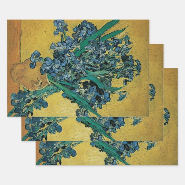 Vincent van Gogh - Vase w Irises Yellow Background Geschenkpapier Set (Set)