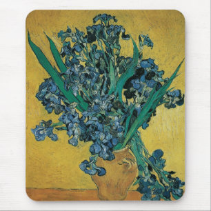 Vincent van Gogh - Vase w Irises Yellow Background Mousepad