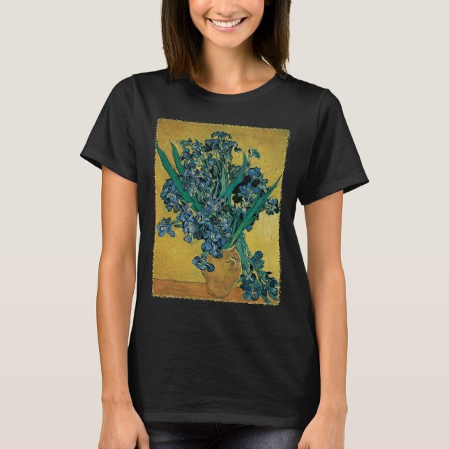 Vincent van Gogh - Vase w Irises Yellow Background T-Shirt (Vorderseite)