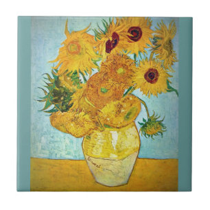 Vincent van Gogh - Vasen mit 12 Sonnenblumen Fliese