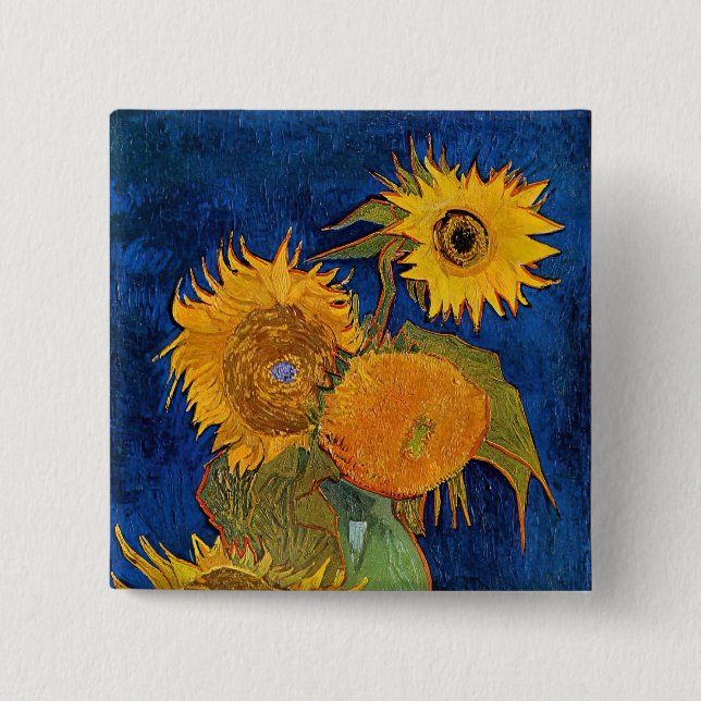 Vincent van Gogh - Vasen mit fünf Sonnenblumen Button (Vorderseite)
