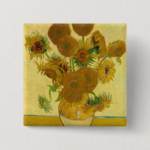 Vincent van Gogh - Vasen mit fünfzehn Sonnenblumen Button
