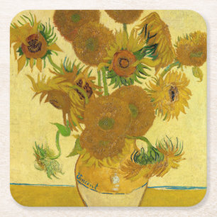 Vincent van Gogh - Vasen mit fünfzehn Sonnenblumen Rechteckiger Pappuntersetzer