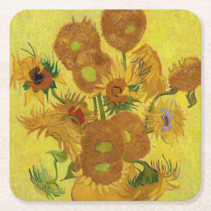 Vincent van Gogh - Vasen mit fünfzehn Sonnenblumen Rechteckiger Pappuntersetzer