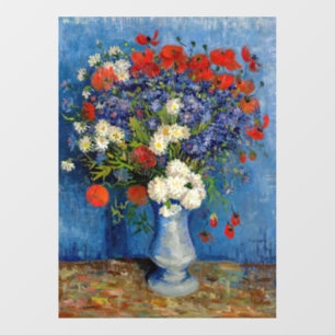 Vincent van Gogh - Vasen mit Kornblumen und Mohn Fensteraufkleber
