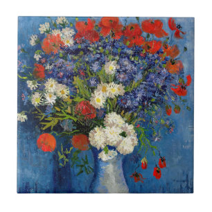 Vincent van Gogh - Vasen mit Kornblumen und Mohn Fliese