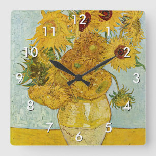 Vincent Van Gogh - Vasen mit zwölf Sonnenblumen Quadratische Wanduhr