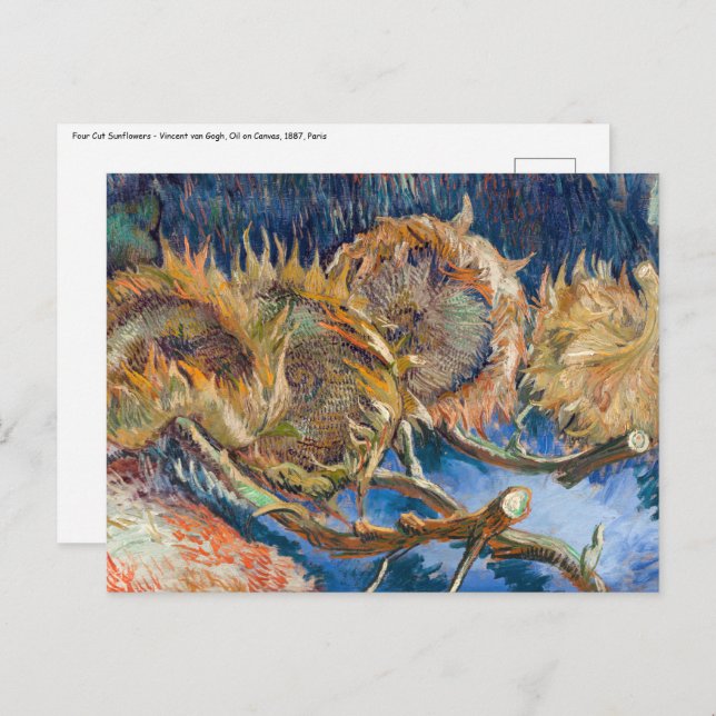 Vincent van Gogh - Vier Schnittblumen Postkarte (Vorne/Hinten)