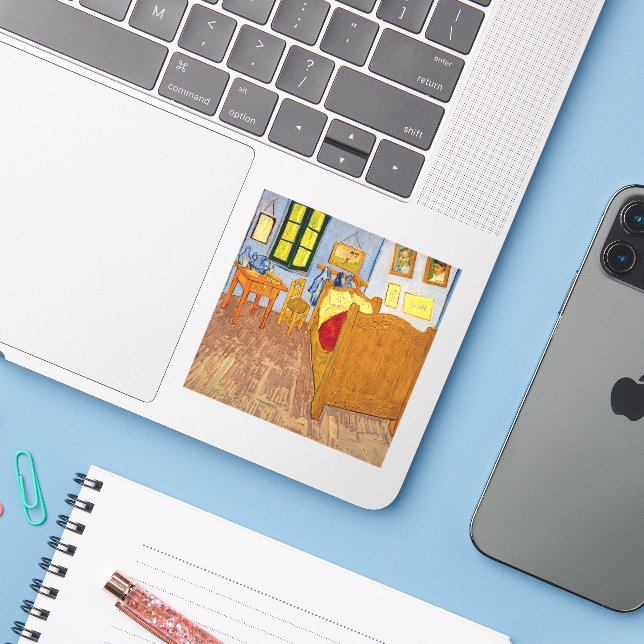 Vincent van Gogh - Vincent's Bedroom in Arles Aufkleber (Laptop mit iPhone)