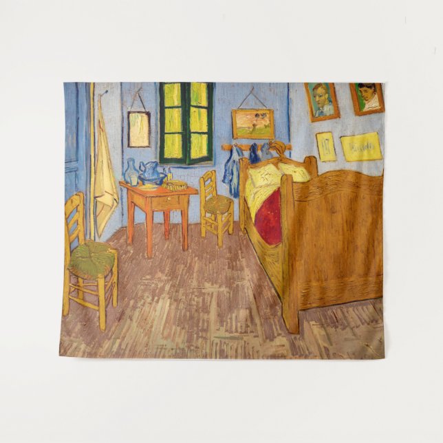 Vincent van Gogh - Vincent's Bedroom in Arles Wandteppich (Vorderseite (Horizontal))