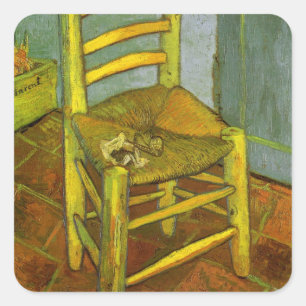 Vincent van Gogh - Vincents Stuhl mit seiner Pfeif Quadratischer Aufkleber