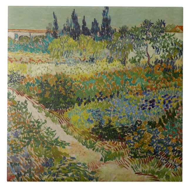 Vincent Van Gogh Vintag Garden at Arles Fliese (Vorderseite)