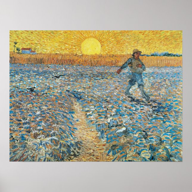 Vincent Van Gogh Vintag Sower bei Sunset Poster (Vorne)