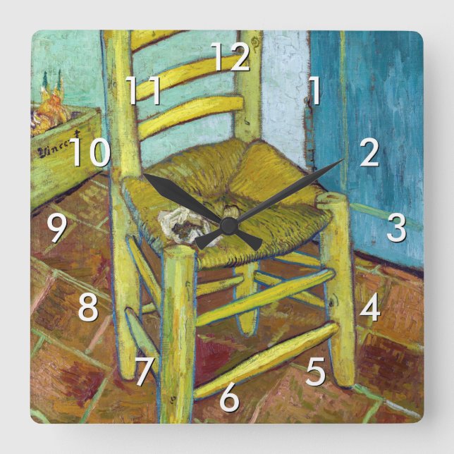 Vincent van Gogh - Vorsitzender von Van Gogh Quadratische Wanduhr (Vorderseite)