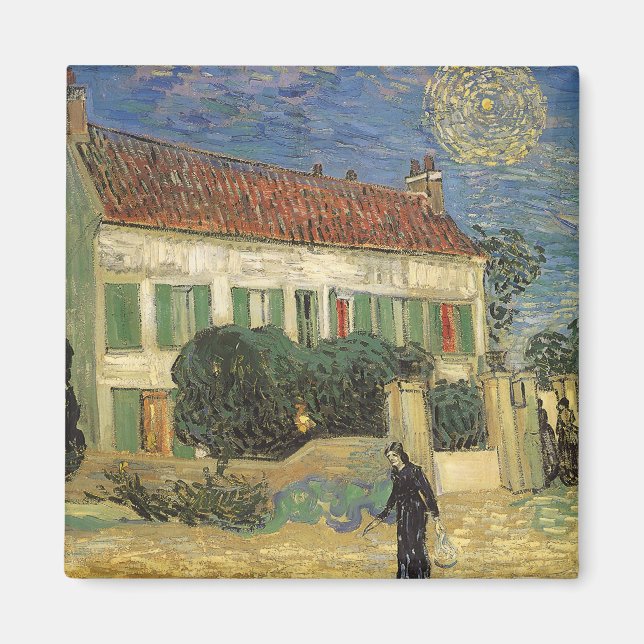 Vincent van Gogh - Weißes Haus in der Nacht Magnet (Vorne)
