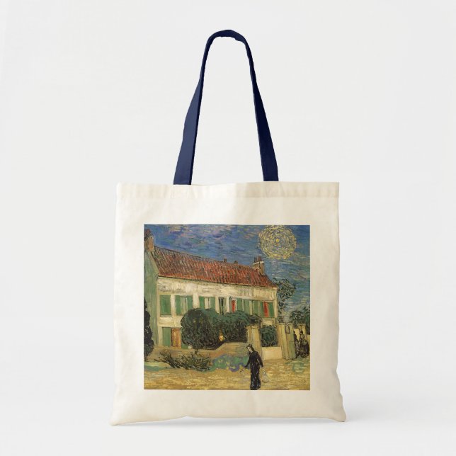 Vincent van Gogh - Weißes Haus in der Nacht Tragetasche (Vorne)