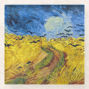 Vincent van Gogh - Weizenfeld mit Krähen Glasuntersetzer