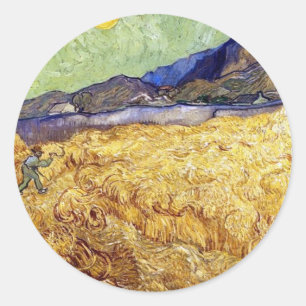 Vincent Van Gogh - Weizenfeld mit Sensenmann und S Runder Aufkleber