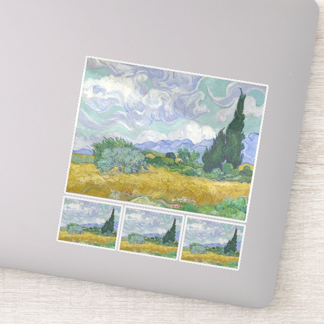 Vincent Van Gogh, Weizenfeld mit Zypressen Aufkleber (Detail)