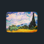 Vincent Van Gogh Weizenfeld mit Zypressen  Badematte<br><div class="desc">Hübsche , Vintage , Schöne Malerei Vincent Van Gogh Weizenfeld mit Cypressen.Das ist ein altes Meisterwerk des holländischen Meisters Vincent Van Gogh. Dieses Gemälde ist Teil seiner Weizenfeldserie. Diese Reihe von Naturlandschaftsmalereien wurden durch den Blick auf die Alpen inspiriert. Diese schöne alte Ölgemälde hat eine schöne, lebendige, gesättigte Farbe. Vincent...</div>