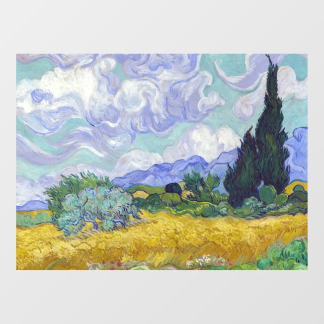 Vincent Van Gogh - Weizenfeld mit Zypressen Fensteraufkleber (Blatt)