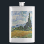 Vincent Van Gogh Weizenfeld mit Zypressen Flachmann<br><div class="desc">Vincent Van Gogh Wheat Field with Cypresses Fine Art A Wheatfield with Cypresses (gelegentlich A Cornfield with Cypresses genannt) ist eines von drei ähnlichen Ölgemälden von Vincent van Gogh aus dem Jahr 1889, die im Rahmen seiner Weizenfeldserie entstanden sind. Alle wurden im St. Paul-de-Mausole-Psychoasyl in Saint-Remy bei Arles, Frankreich, vollstreckt,...</div>