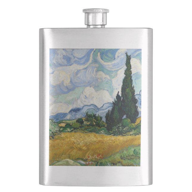Vincent Van Gogh Weizenfeld mit Zypressen Flachmann (Vorderseite)