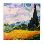 Vincent Van Gogh Weizenfeld mit Zypressen   Fliese<br><div class="desc">Hübsche , Vintage , Schöne Malerei Vincent Van Gogh Weizenfeld mit Cypressen.Das ist ein altes Meisterwerk des holländischen Meisters Vincent Van Gogh. Dieses Gemälde ist Teil seiner Weizenfeldserie. Diese Reihe von Naturlandschaftsmalereien wurden durch den Blick auf die Alpen inspiriert. Diese schöne alte Ölgemälde hat eine schöne, lebendige, gesättigte Farbe. Vincent...</div>