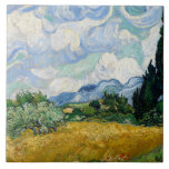 Vincent van Gogh - Weizenfeld mit Zypressen Fliese<br><div class="desc">Weizenfeld mit Zypressen von Vincent van Gogh, 1889. Vincent van Gogh war ein niederländischer postimpressionistischer Maler, der zu den berühmtesten und einflussreichsten Persönlichkeiten in der Geschichte der Western-Kunst gehört. In etwas mehr als einem Jahrzehnt schuf er ungefähr 2100 Kunstwerke, darunter etwa 860 Ölgemälde, die meisten davon in den letzten zwei...</div>