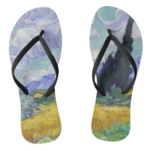 Vincent Van Gogh - Weizenfeld mit Zypressen Flip Flops