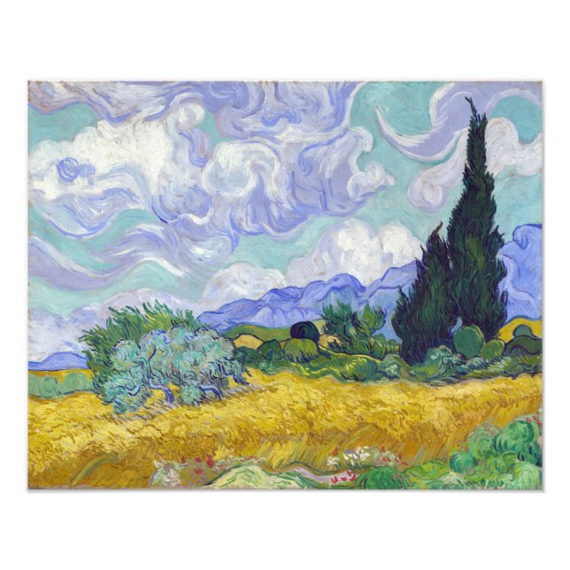 Vincent Van Gogh - Weizenfeld mit Zypressen Fotodruck (Vorne)