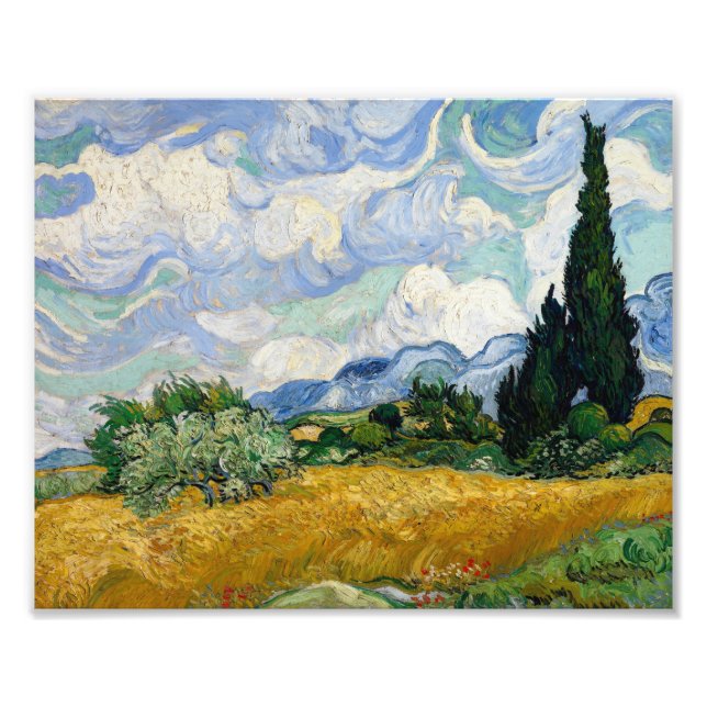 Vincent Van Gogh Weizenfeld mit Zypressen Fotodruck (Vorne)