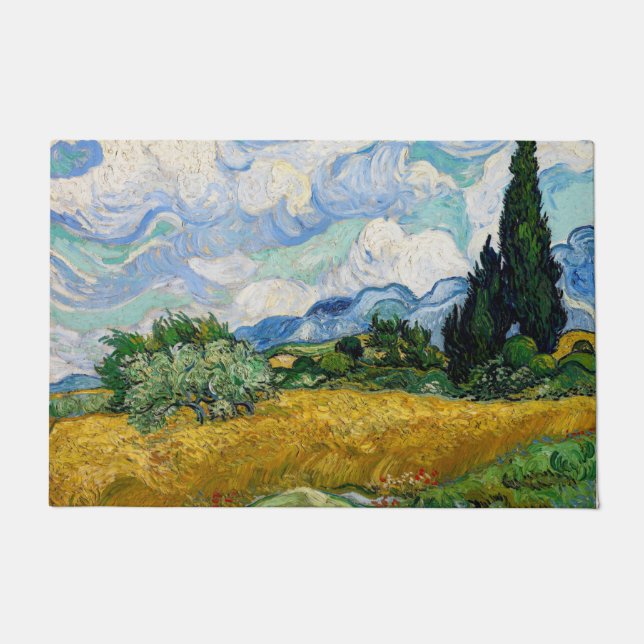 Vincent Van Gogh - Weizenfeld mit Zypressen Fußmatte (Vorderseite)