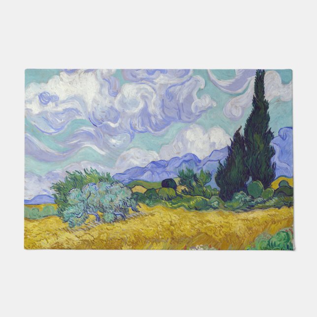 Vincent Van Gogh - Weizenfeld mit Zypressen Fußmatte (Vorderseite)