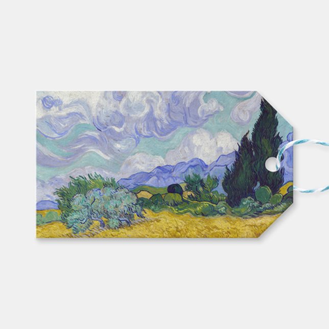 Vincent Van Gogh - Weizenfeld mit Zypressen Geschenkanhänger (Vorderseite (Horizontal))