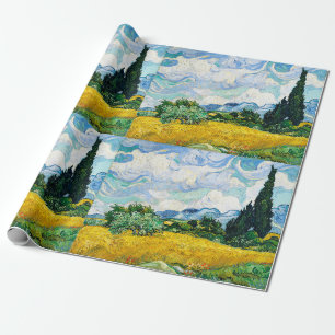 Vincent Van Gogh Weizenfeld mit Zypressen Geschenkpapier