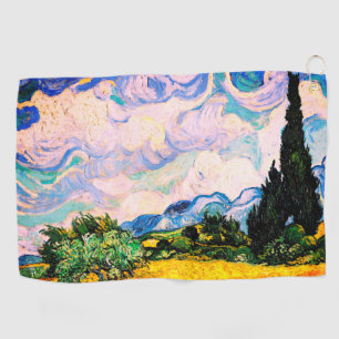 Vincent Van Gogh Weizenfeld mit Zypressen Golfhandtuch