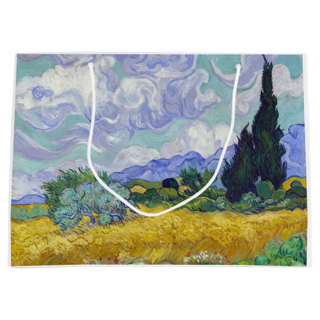 Vincent Van Gogh - Weizenfeld mit Zypressen Große Geschenktüte (Vorderseite)