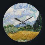 Vincent Van Gogh Weizenfeld mit Zypressen Große Wanduhr<br><div class="desc">Vincent Van Gogh Wheat Field with Cypresses Fine Art A Wheatfield with Cypresses (gelegentlich A Cornfield with Cypresses genannt) ist eines von drei ähnlichen Ölgemälden von Vincent van Gogh aus dem Jahr 1889, die im Rahmen seiner Weizenfeldserie entstanden sind. Alle wurden im St. Paul-de-Mausole-Psychoasyl in Saint-Remy bei Arles, Frankreich, vollstreckt,...</div>