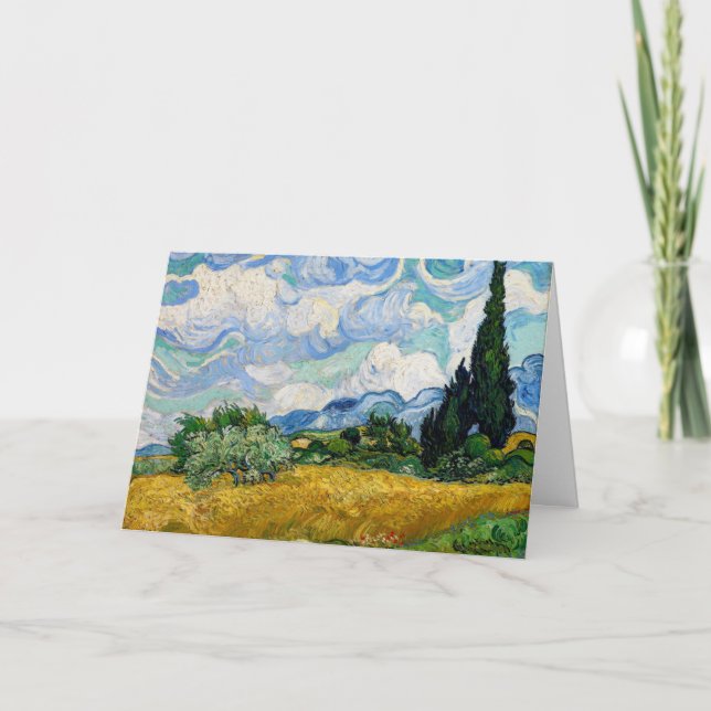 Vincent Van Gogh - Weizenfeld mit Zypressen Karte (Vorderseite)