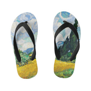 Vincent Van Gogh Weizenfeld mit Zypressen Kinderbadesandalen