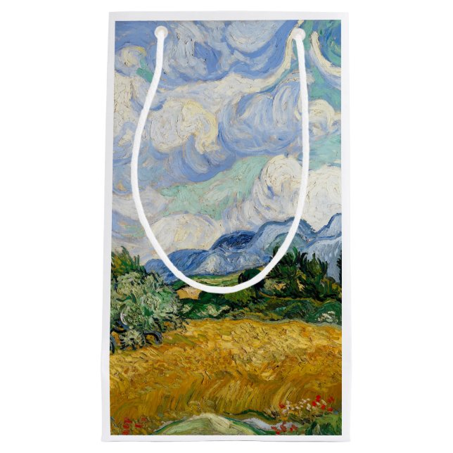 Vincent Van Gogh Weizenfeld mit Zypressen Kleine Geschenktüte (Vorderseite)